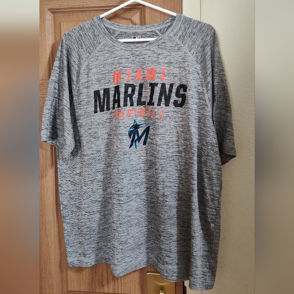 Miami Florida Marlins T Shirt XL MLB Gray Heather Single Sided MLB Official